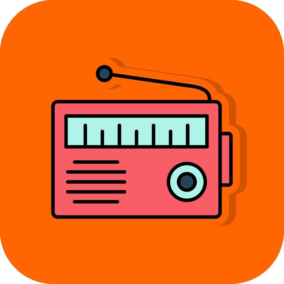 radio fylld orange bakgrund ikon vektor