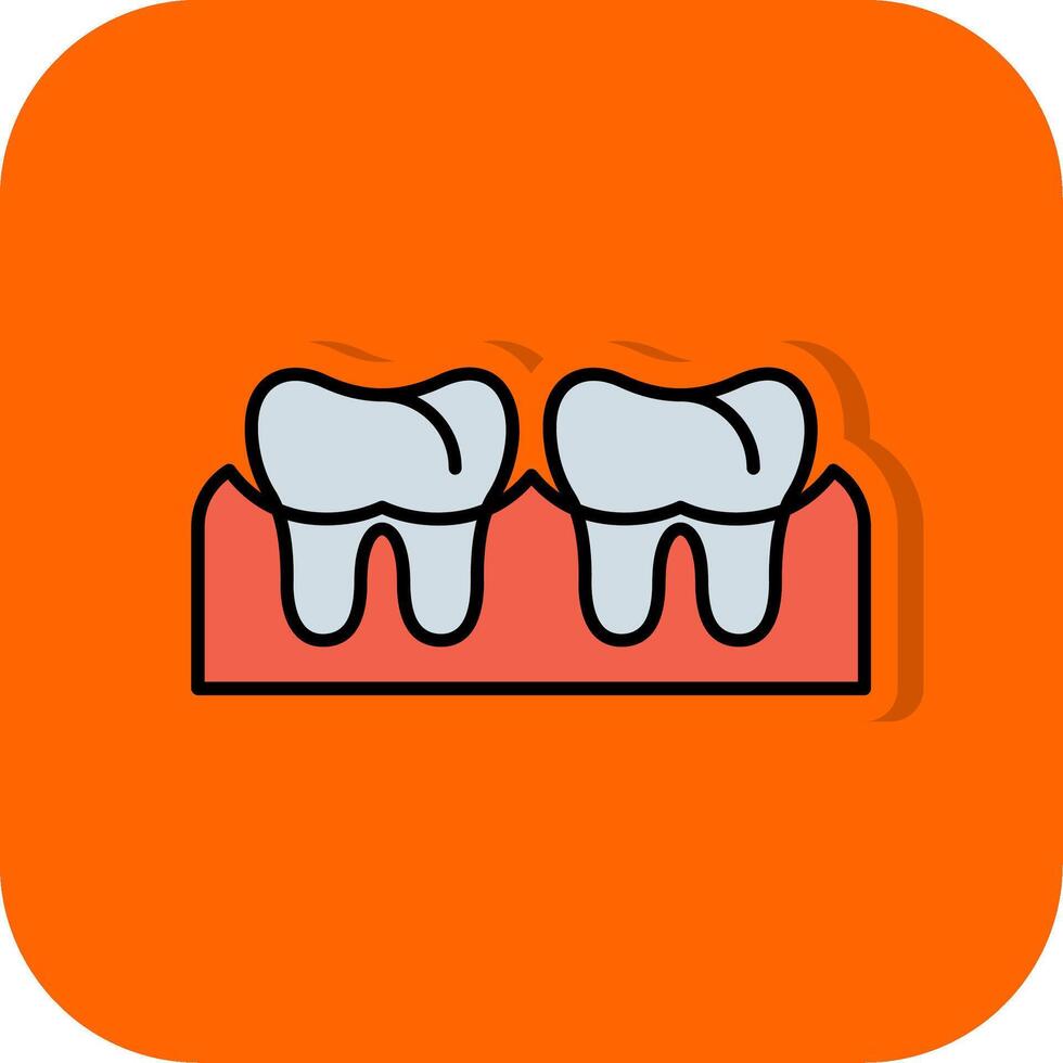 Gingivitis gefüllt Orange Hintergrund Symbol vektor