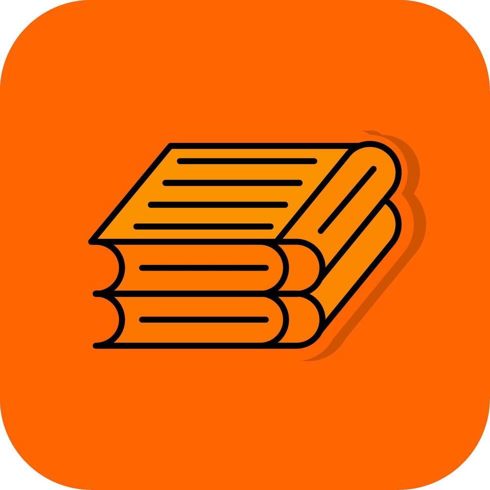 Bücher gefüllt Orange Hintergrund Symbol vektor