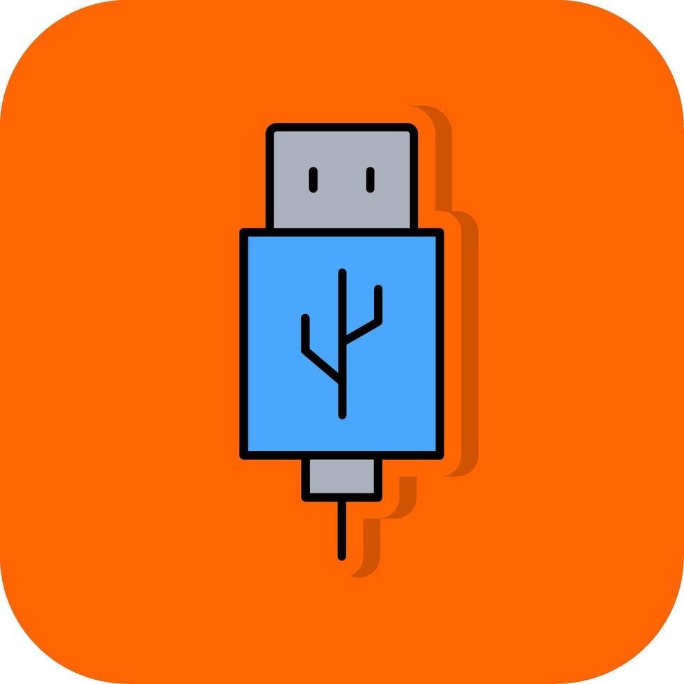 USB gefüllt Orange Hintergrund Symbol vektor