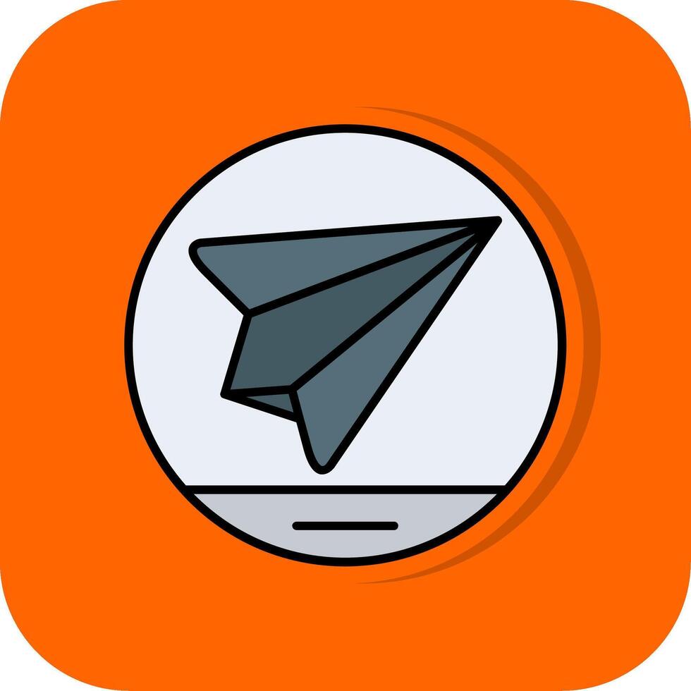 Papier Flugzeug gefüllt Orange Hintergrund Symbol vektor