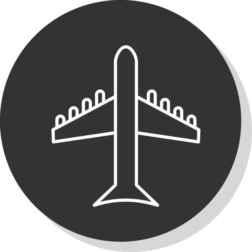 flygplan linje grå cirkel ikon vektor