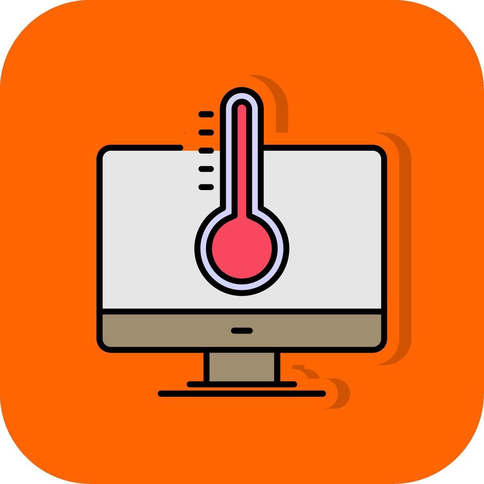 temperatur fylld orange bakgrund ikon vektor