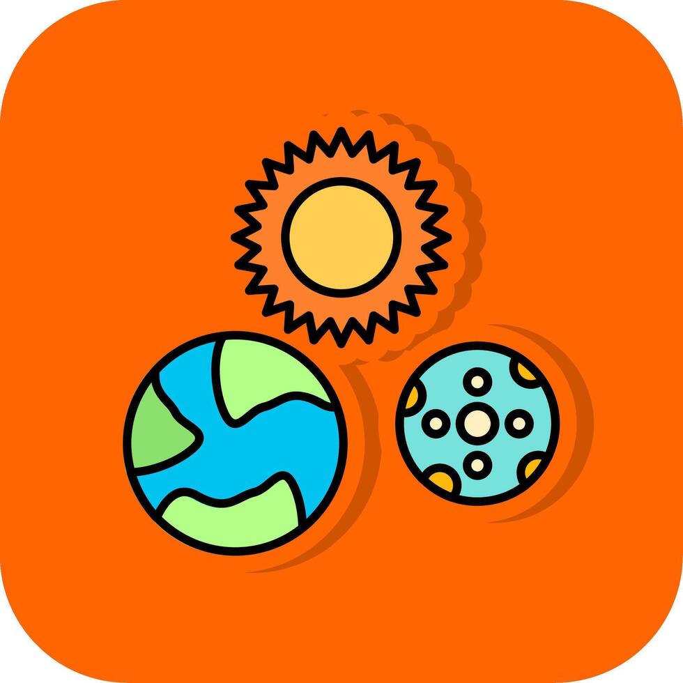 sol- systemet fylld orange bakgrund ikon vektor