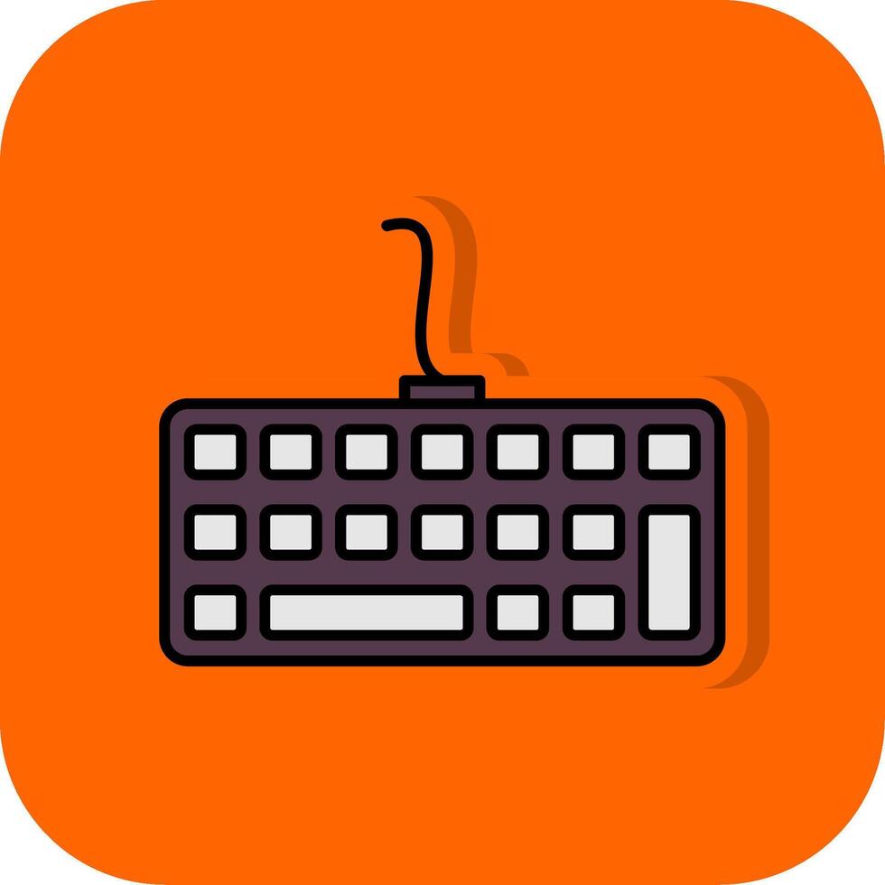 tangentbord fylld orange bakgrund ikon vektor