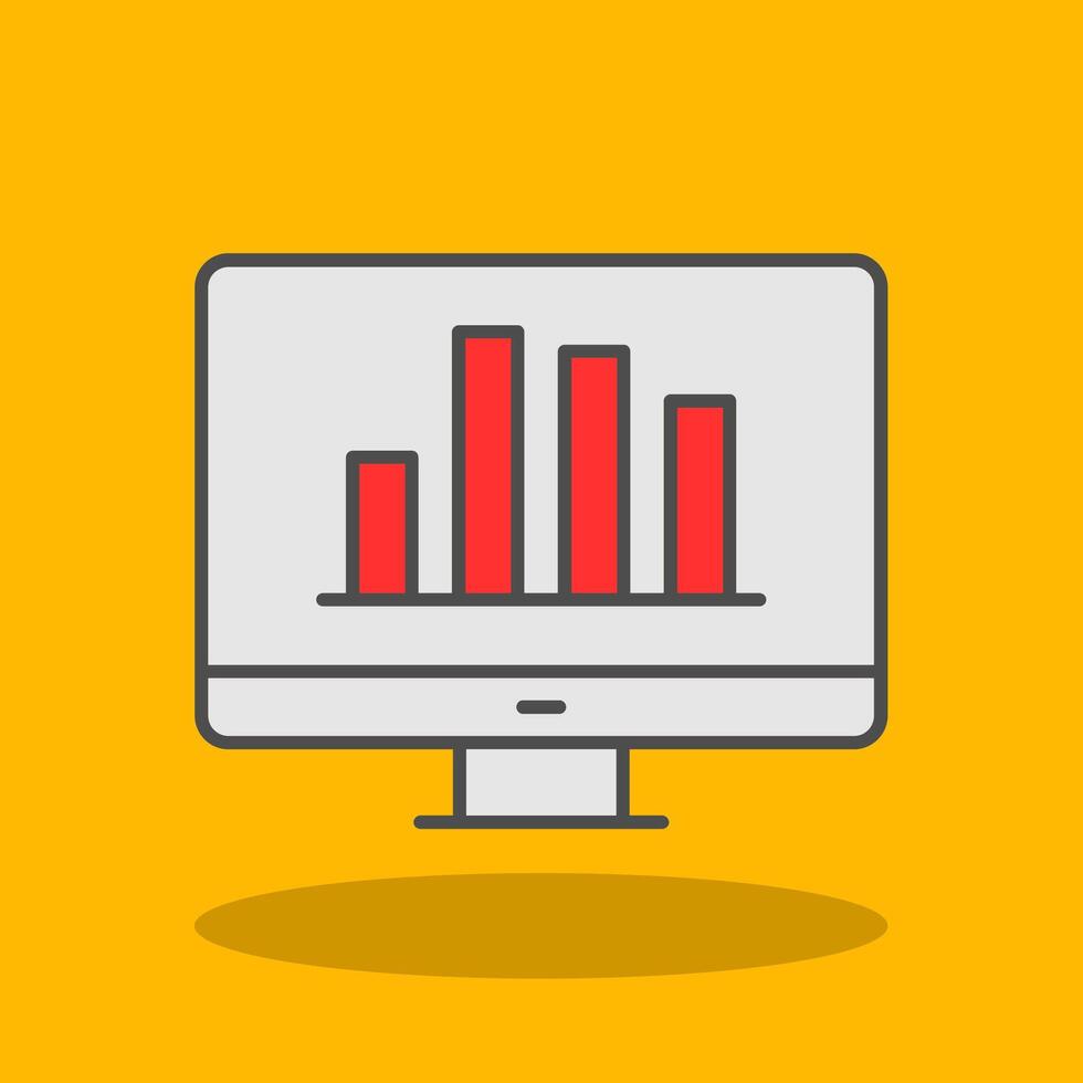online Bar Diagramm gefüllt Schatten Symbol vektor