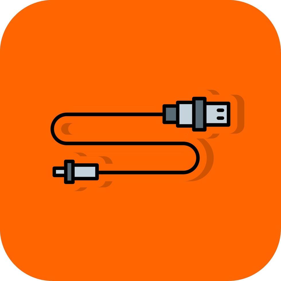 USB Verbinder gefüllt Orange Hintergrund Symbol vektor