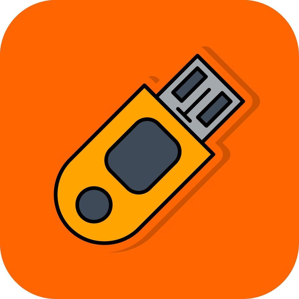 USB Stick gefüllt Orange Hintergrund Symbol vektor