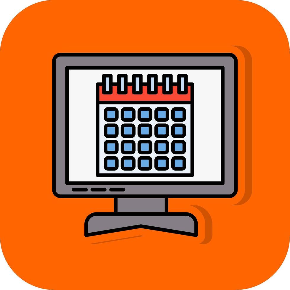 kalender fylld orange bakgrund ikon vektor