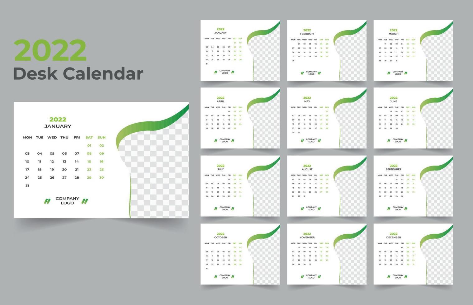 2022 Tischkalender-Vorlagendesign vektor