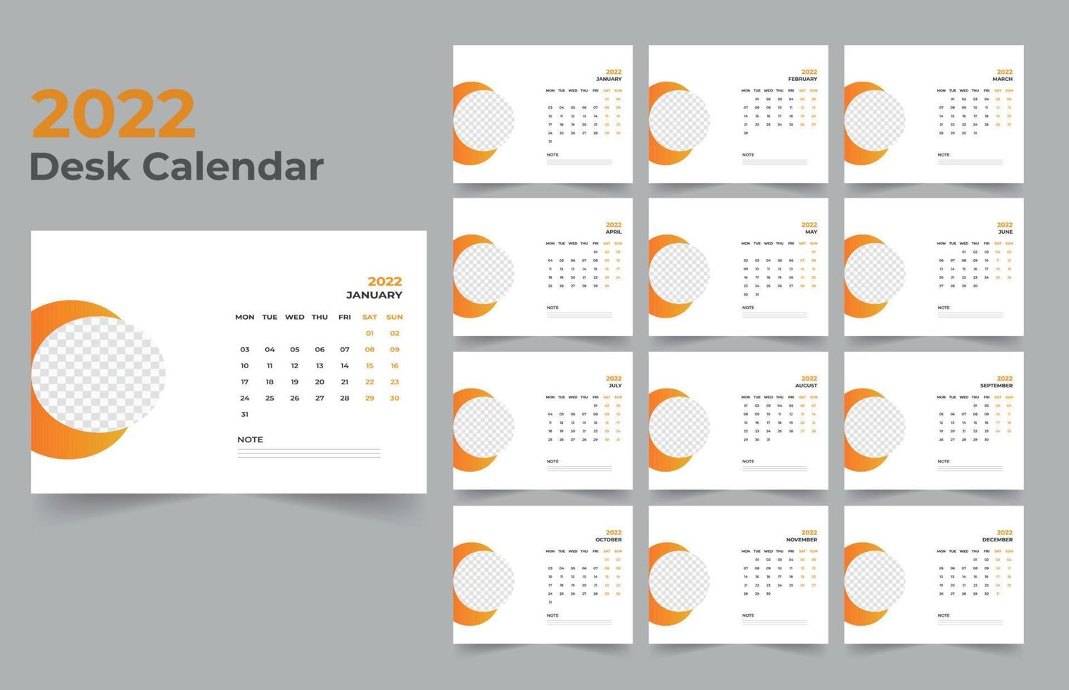 2022 Tischkalender-Vorlagendesign vektor