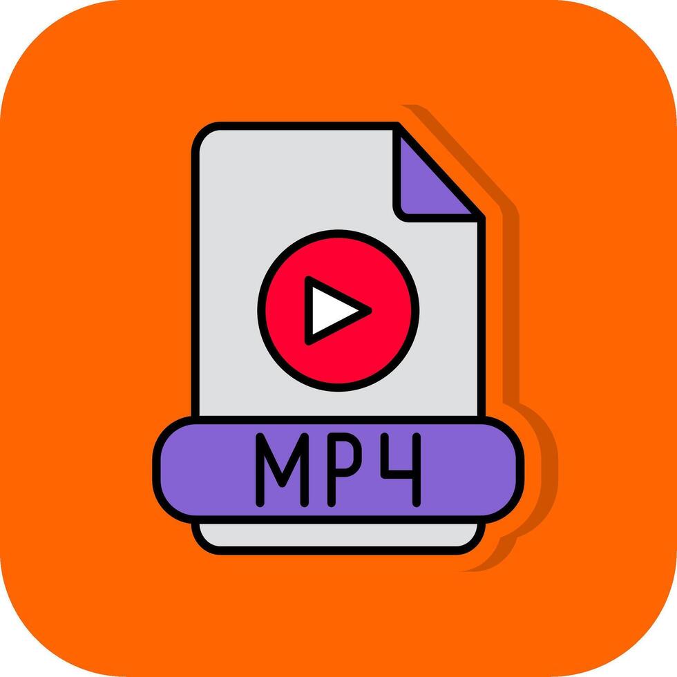 mp4 gefüllt Orange Hintergrund Symbol vektor