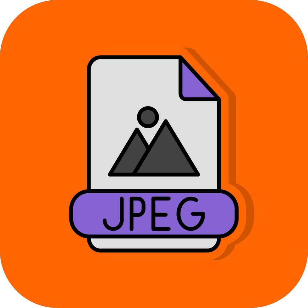 JPEG gefüllt Orange Hintergrund Symbol vektor