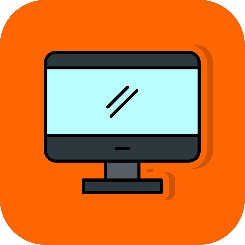 Monitor gefüllt Orange Hintergrund Symbol vektor