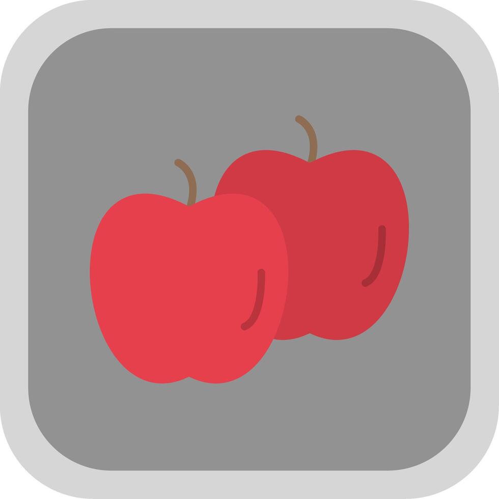 äpplen platt runda hörn ikon vektor