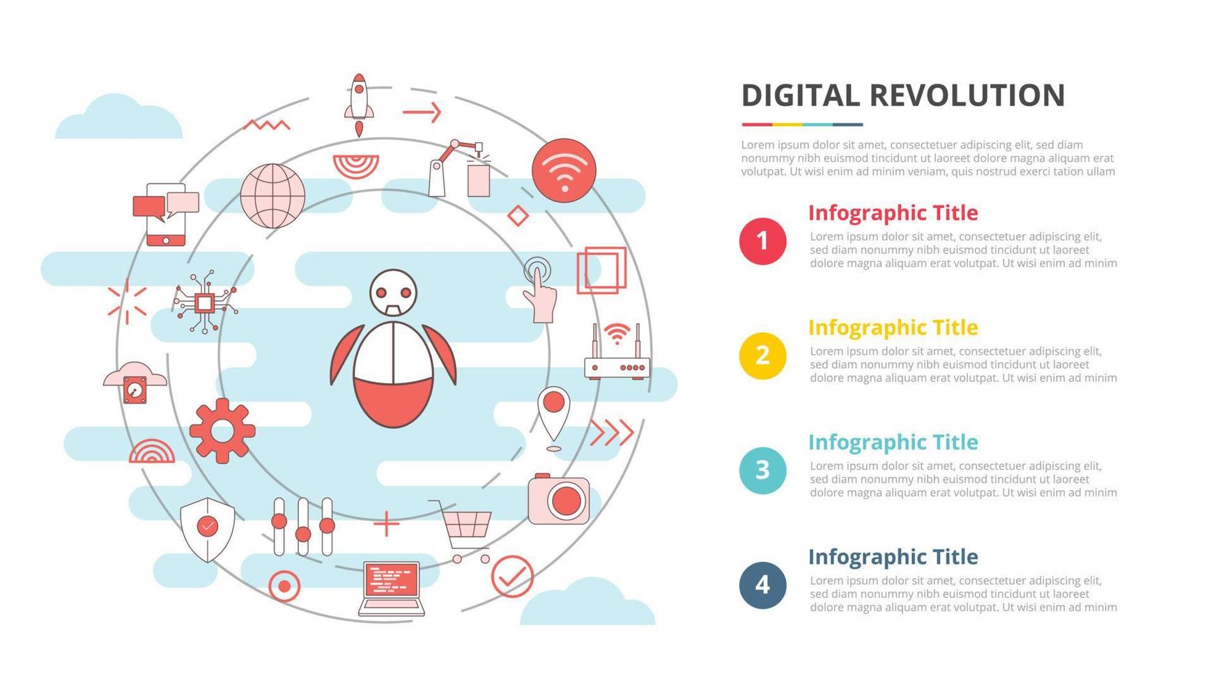 digital revolution teknikkoncept för infographic mall banner med fyra punkt lista information vektor