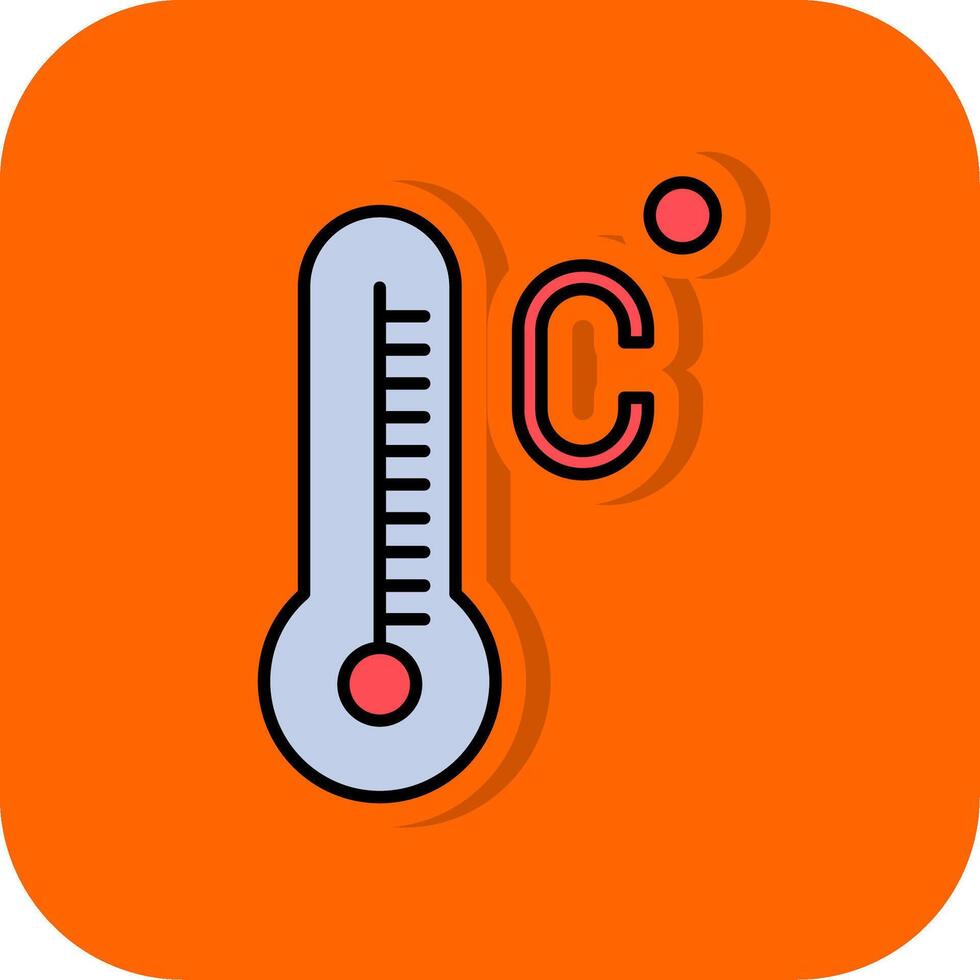 Celsius gefüllt Orange Hintergrund Symbol vektor