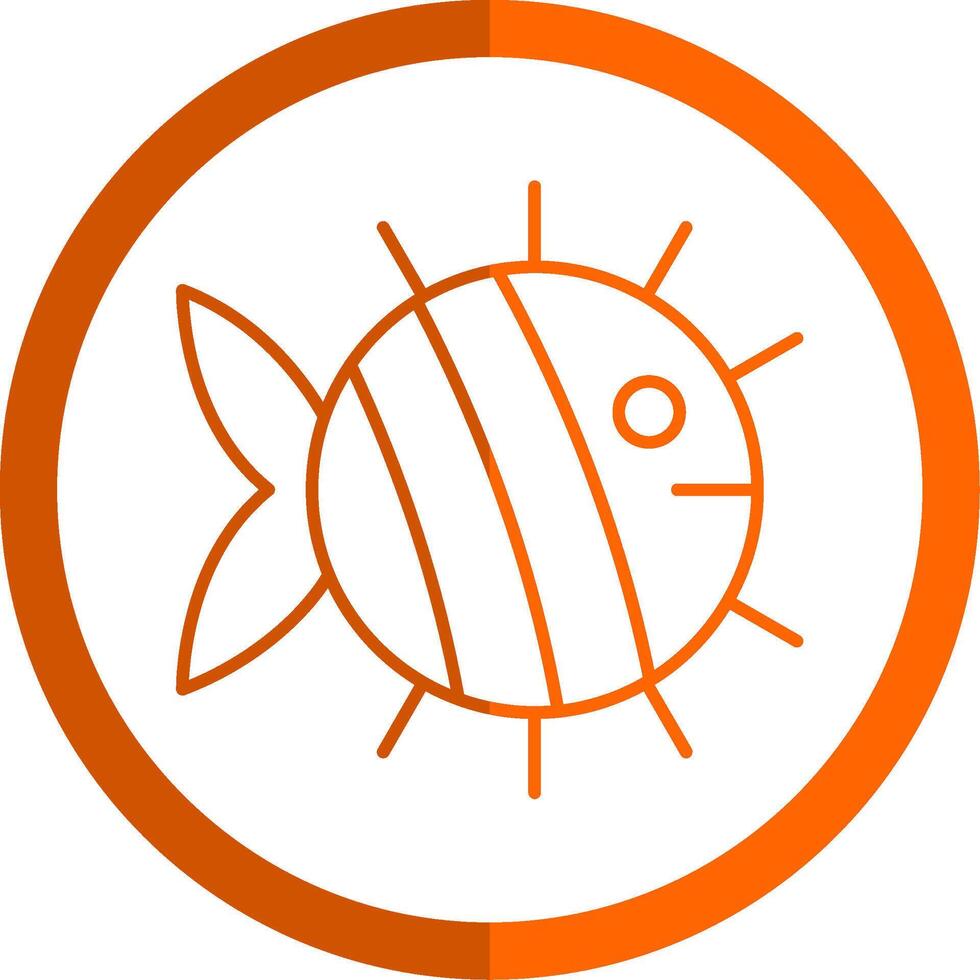 fisk linje orange cirkel ikon vektor