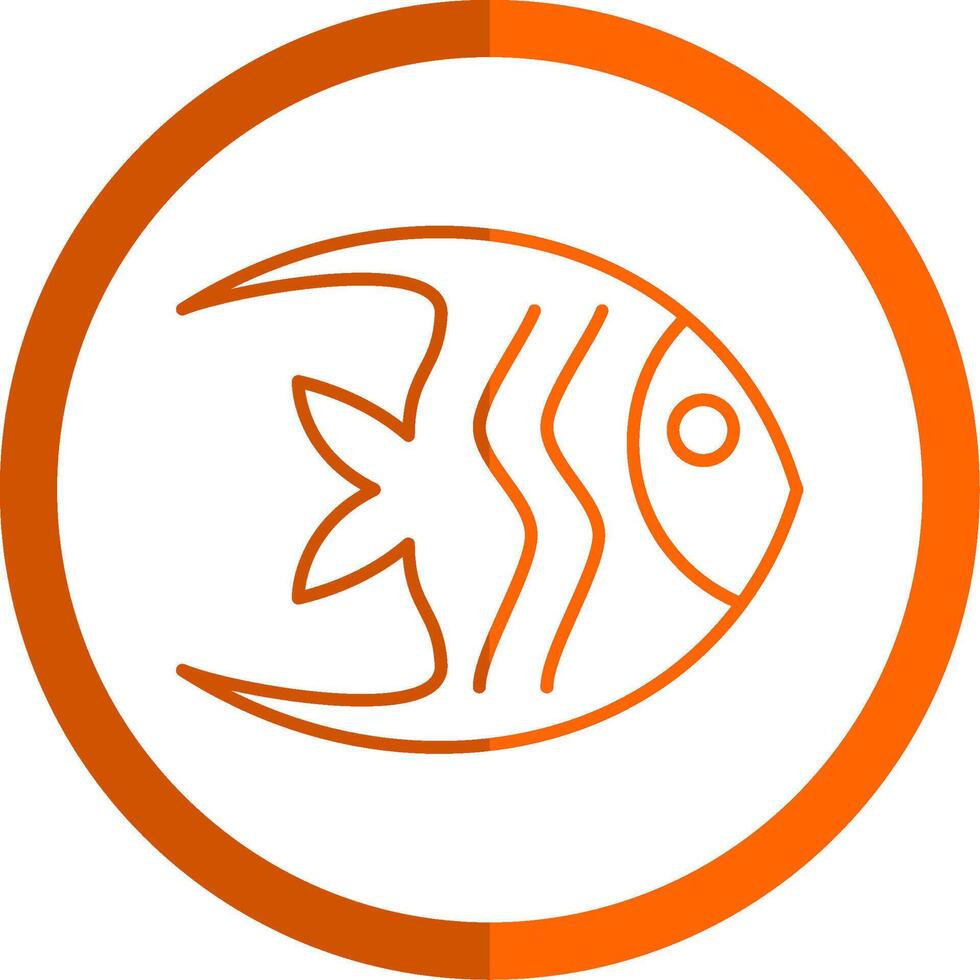 angelfish linje orange cirkel ikon vektor