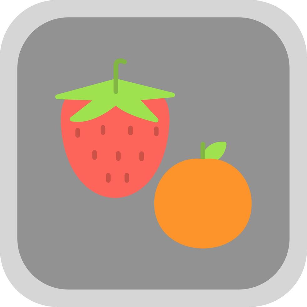 frukt platt runda hörn ikon vektor