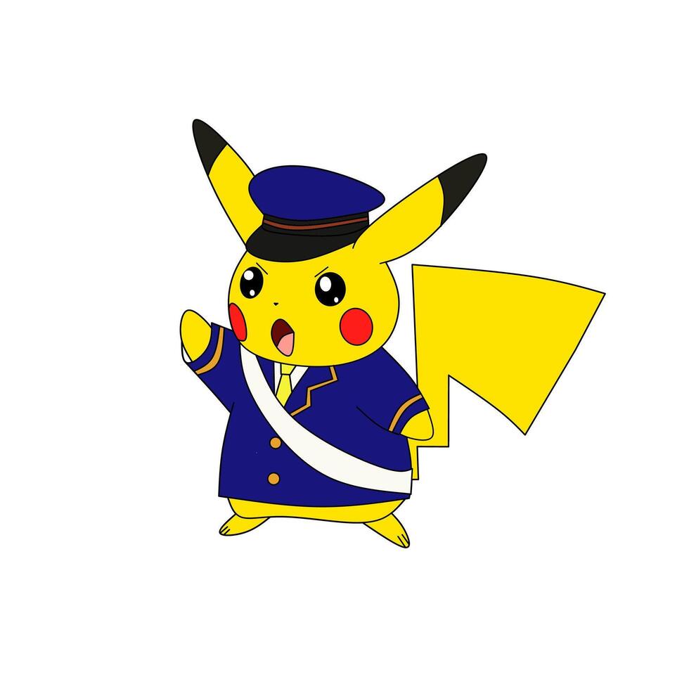 pikachu Polizei Arbeiten Pokémon Karikatur vektor