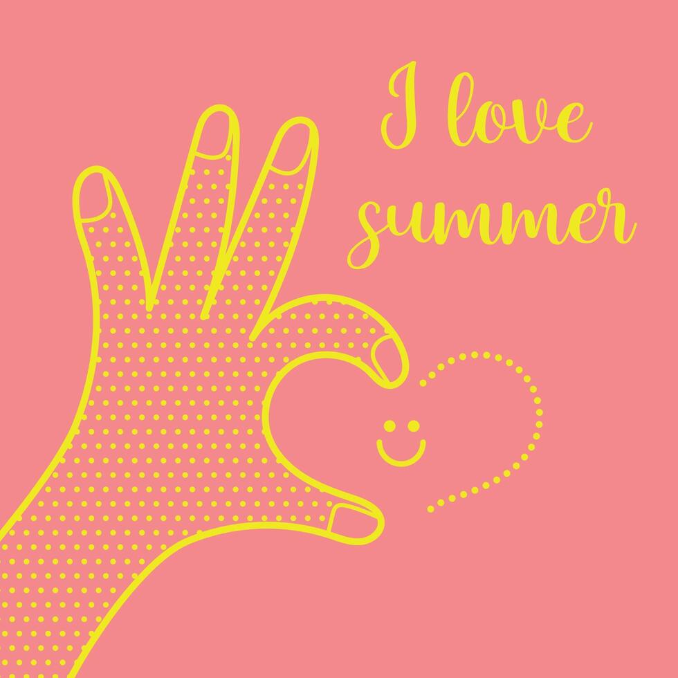 Poster ich Liebe Sommer- Hand zeigt an in Ordnung Zeichen Banner zum Sommer- Design vektor