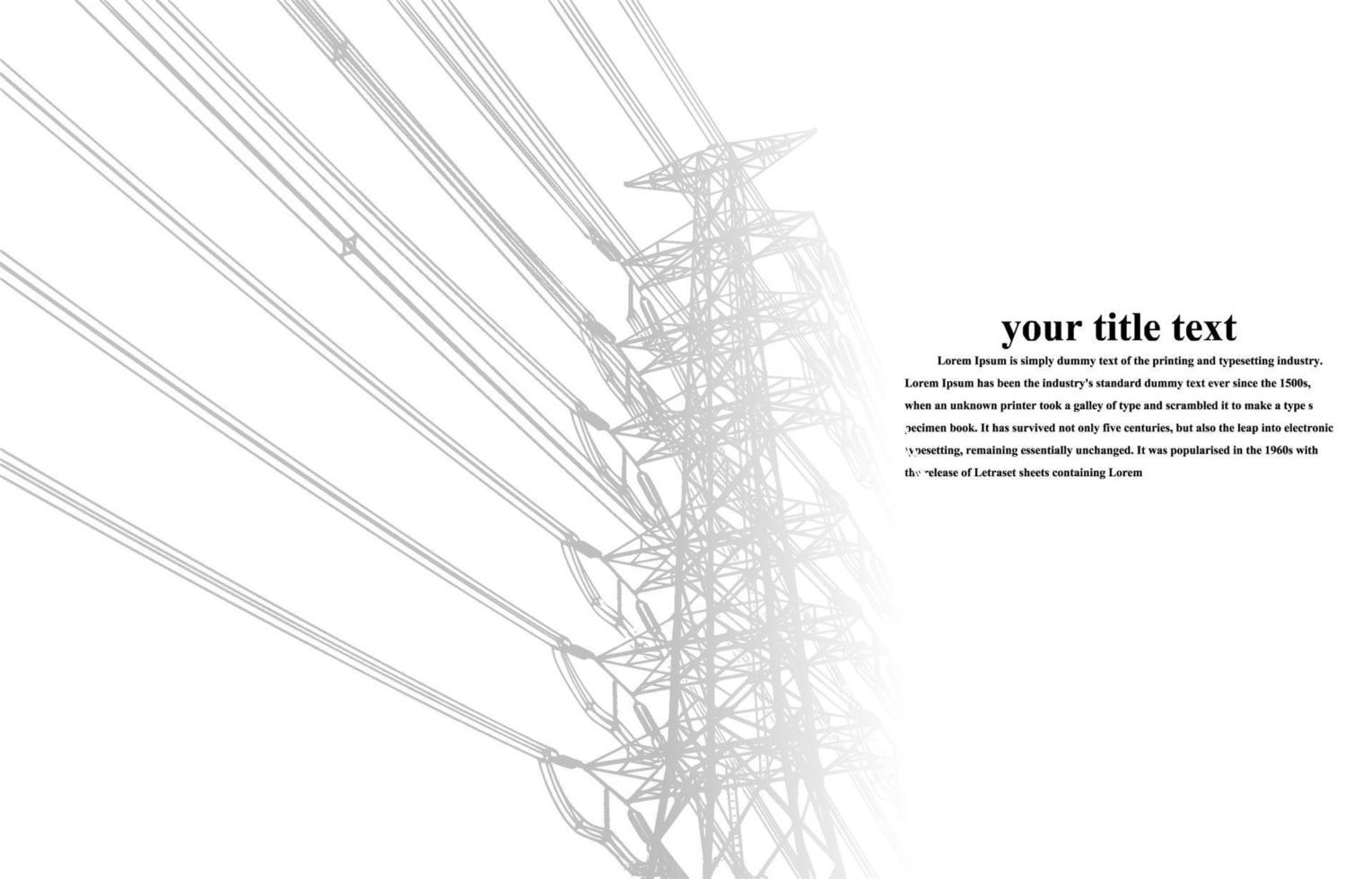 elstolpe .högspänningsöverföringssystem. ett nätverk av sammankopplade elektriska i alla områden. symboler, steg affärsplanering kostym. presentation och reklam. vektor illustration.