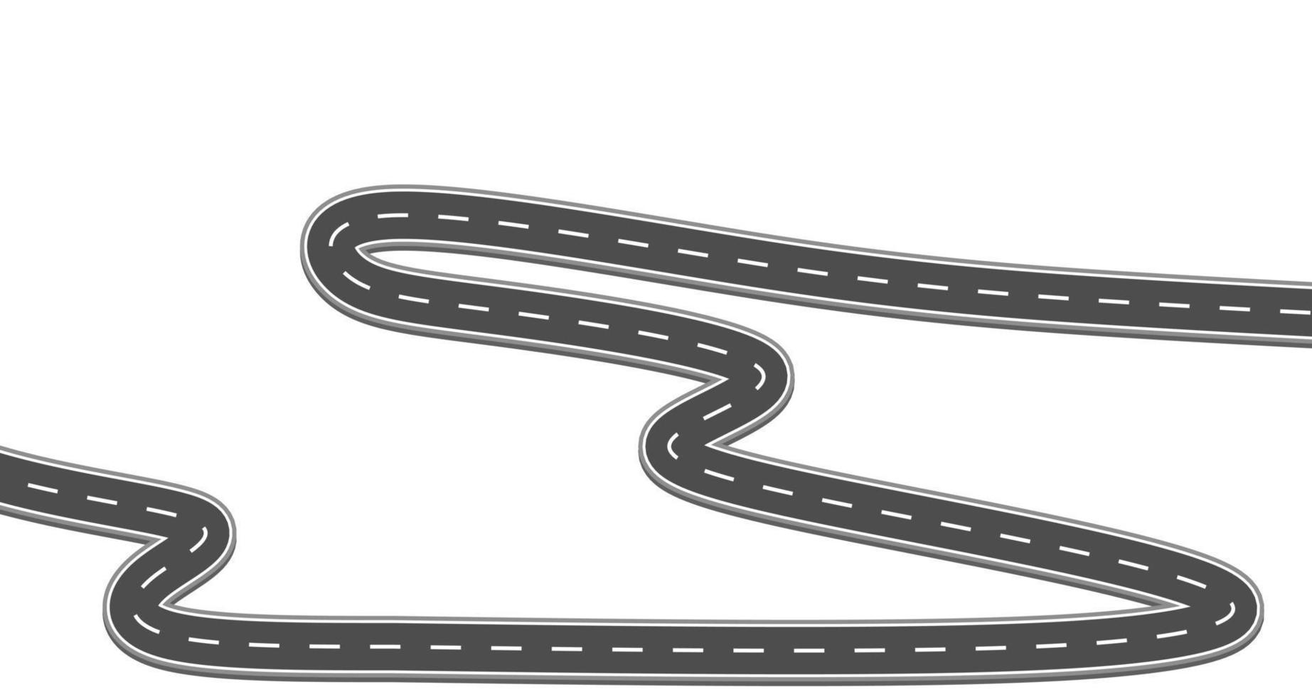 Fahrweg in die Zukunft. Asphaltstraße isoliert auf weißem Hintergrund. Symbole Weg zum Ziel des Endpunktes. Weg bedeuten erfolgreiche Geschäftsplanung werbe- und präsentstation vektor