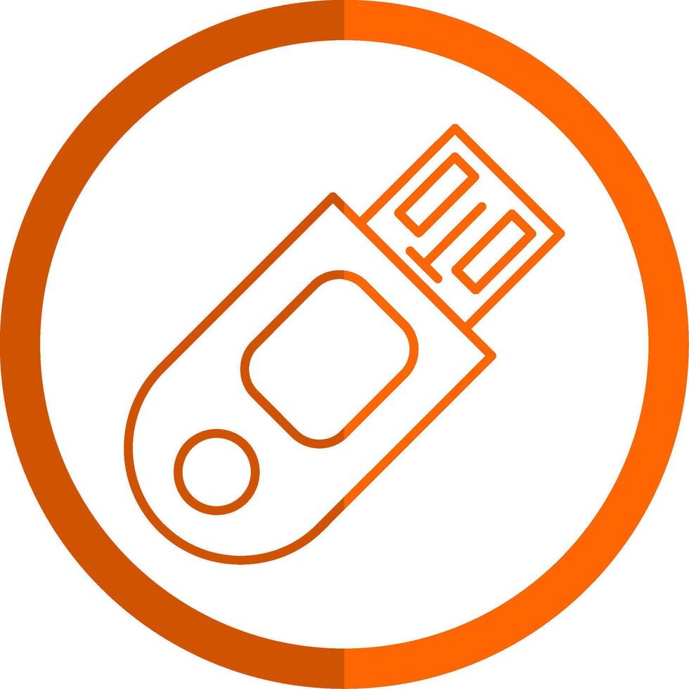 USB Stick Linie Orange Kreis Symbol vektor