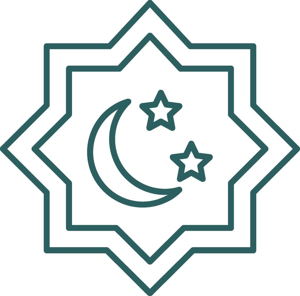 islamic stjärna linje lutning runda hörn ikon vektor