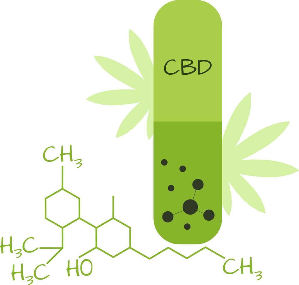 Vektorgrafik grüne Kapsel mit Cannabidiol vektor