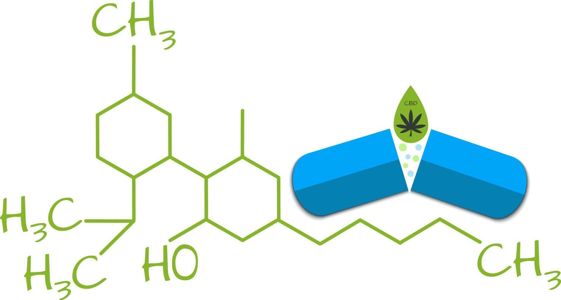 Vektorgrafik-Kapsel mit Cannabidiol-Öl vektor