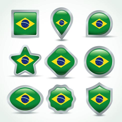 Brasilien Flagge Clipart Set vektor