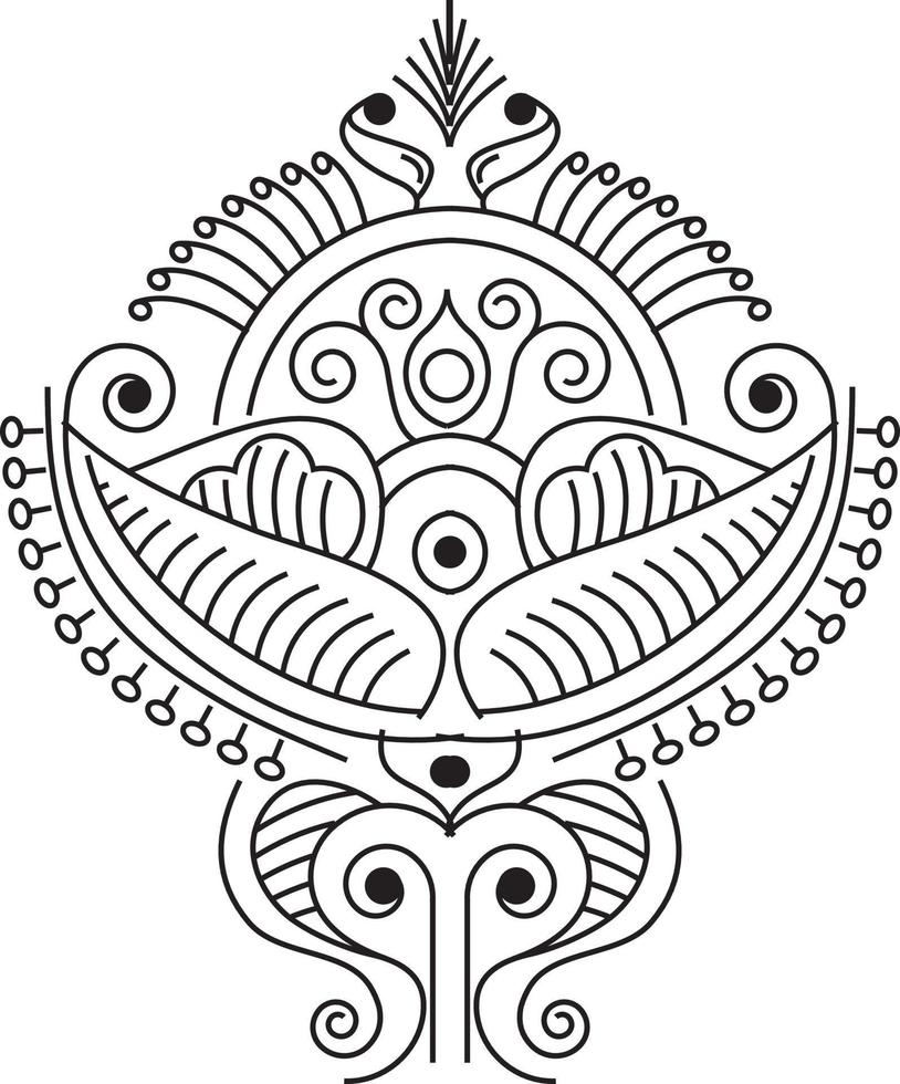 indische traditionelle und kulturelle Rangoli-, Alpona-, Kolam- oder Paisley-Vektorgrafiken. bengalische Kunst Indien. für Textildruck, Logo, Tapete vektor