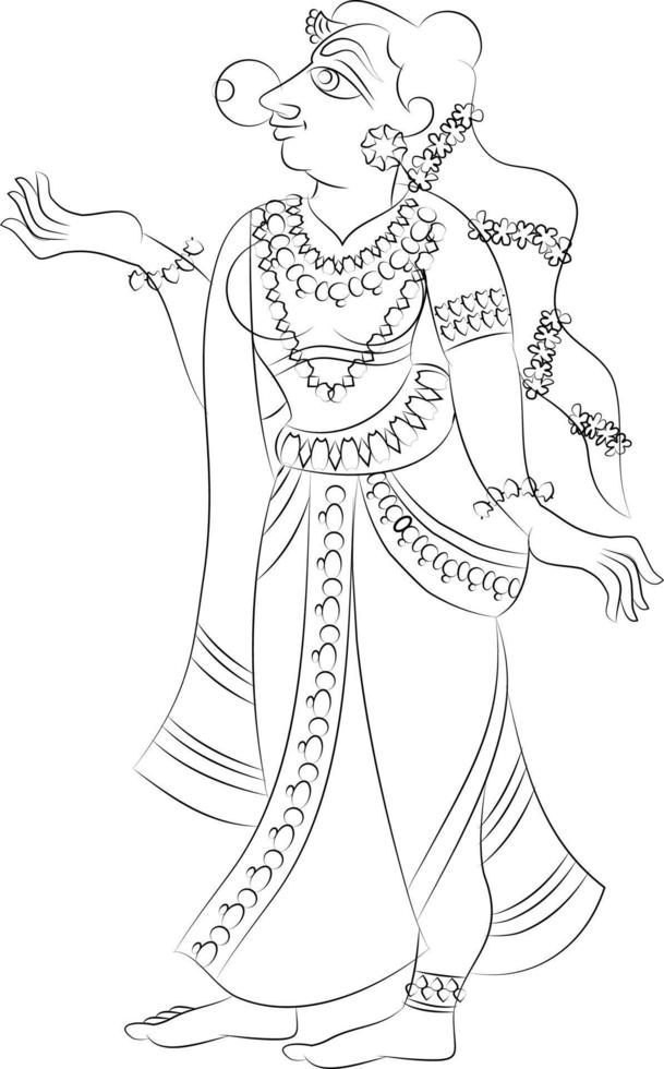 överösa välsignelser över bruden i vigselceremonin, ritad i indisk folkkonst, kalamkari-stil. för textiltryck, logotyp, tapeter vektor