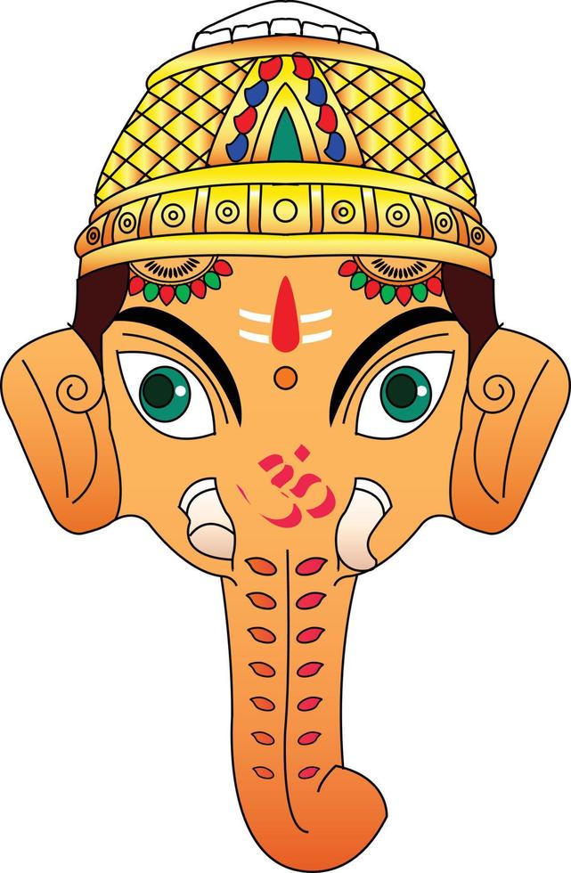 indisk gud alla gudinnor, pappersmaché mask. den kan användas för en målarbok, textiltryck, telefonfodral, gratulationskort. logotyp, kalender. i kalamkari madhubani-stil vektor
