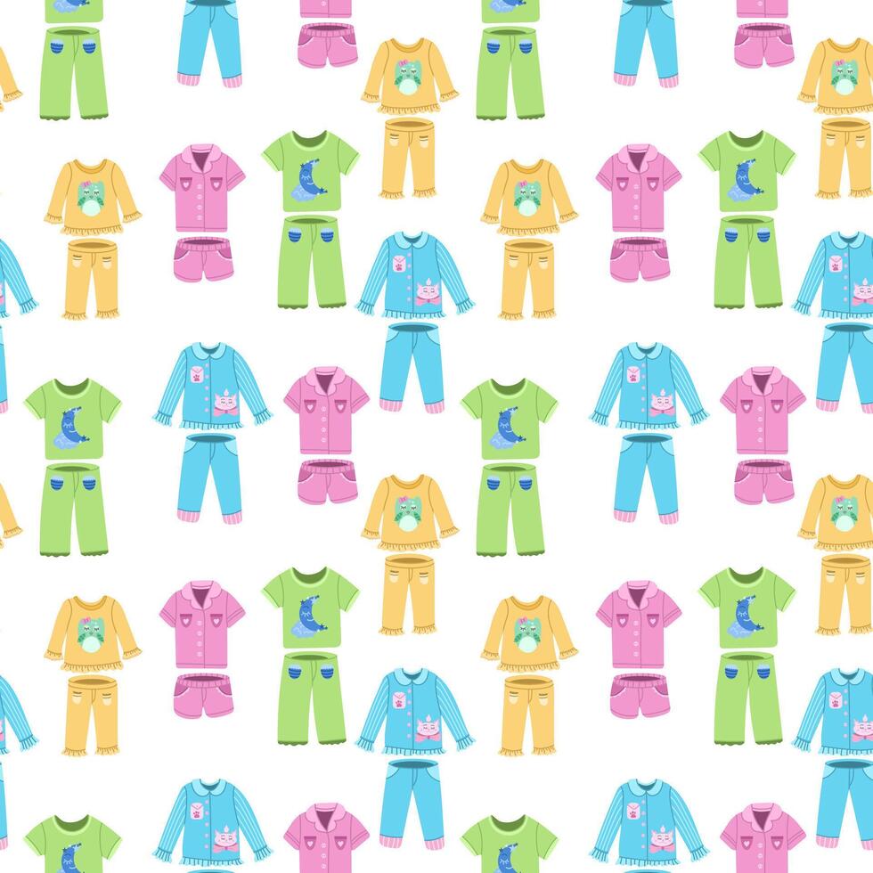 nahtlos Muster mit anders Kinder- Nachtwäsche - - mehrfarbig Hintergrund vektor