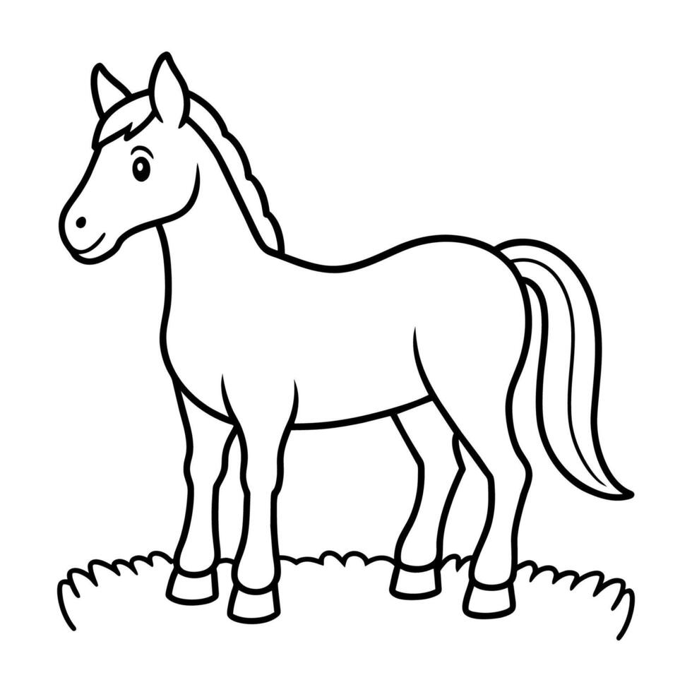 Illustration von ein süß Pferd. Kinder- Färbung Buch. vektor
