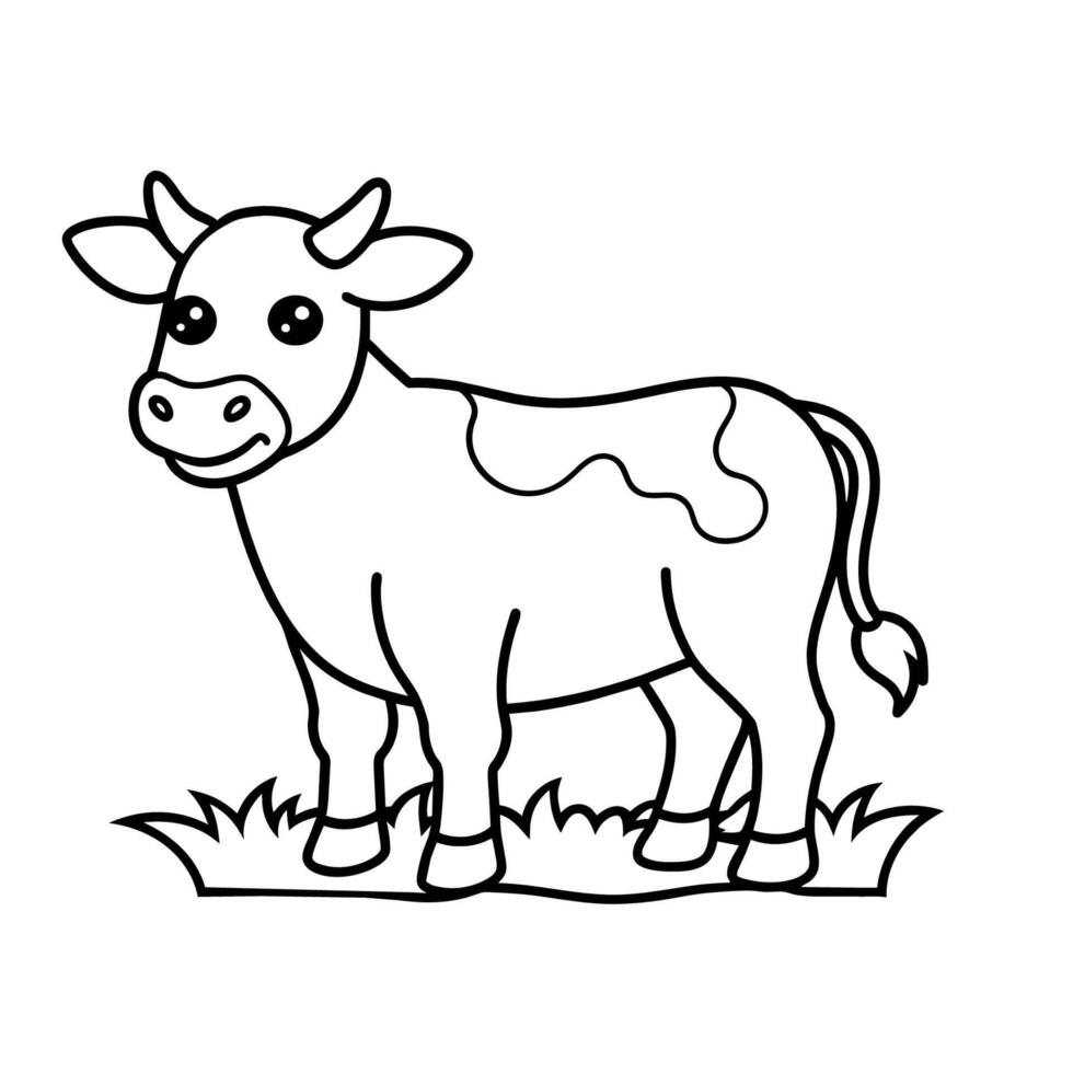 Illustration von ein süß Kuh. Kinder- Färbung Buch. vektor