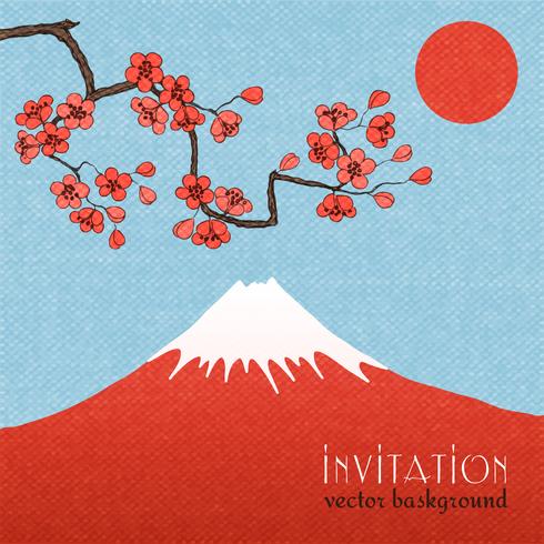 Sakura inbjudningskort bakgrund eller affisch vektor