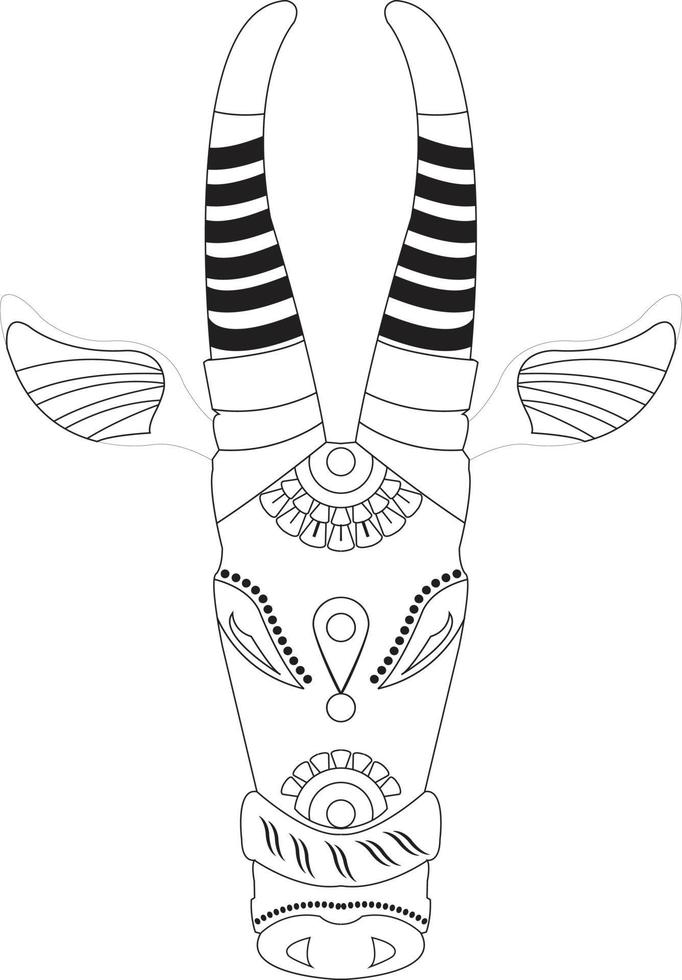 Kala Thala oder Bull Pappmaché Maske. Kerala. Südindien kann es für ein Malbuch, Textildrucke, Handyhüllen, Grußkarten verwendet werden. Logo, Kalender. im Kalamkari-Madhubani-Stil vektor