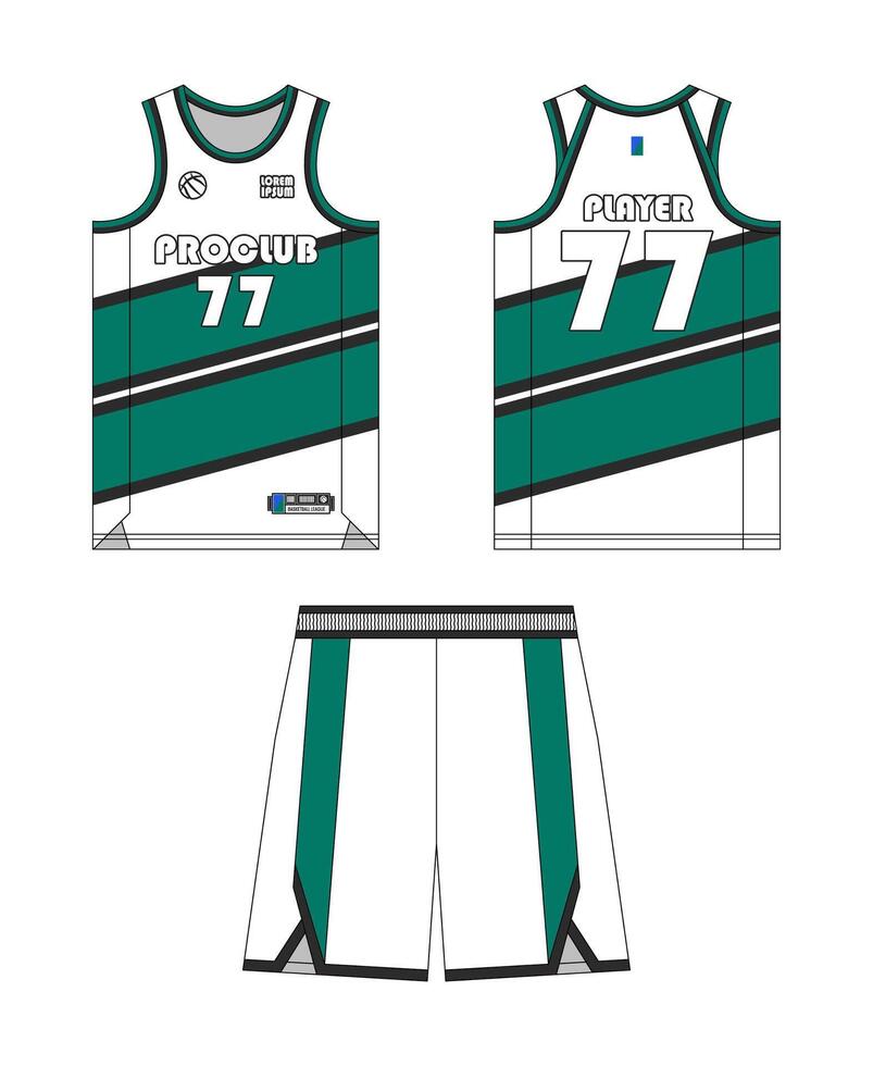 Basketball Jersey Vorlage Design, Basketball Uniform Attrappe, Lehrmodell, Simulation Design, Sublimation Sport bekleidung Design, Jersey Basketball Ideen. Design. vektor