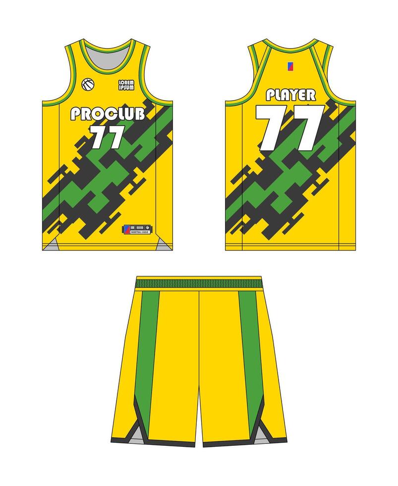 Basketball Jersey Vorlage Design, Basketball Uniform Attrappe, Lehrmodell, Simulation Design, Sublimation Sport bekleidung Design, Jersey Basketball Ideen. Design. vektor