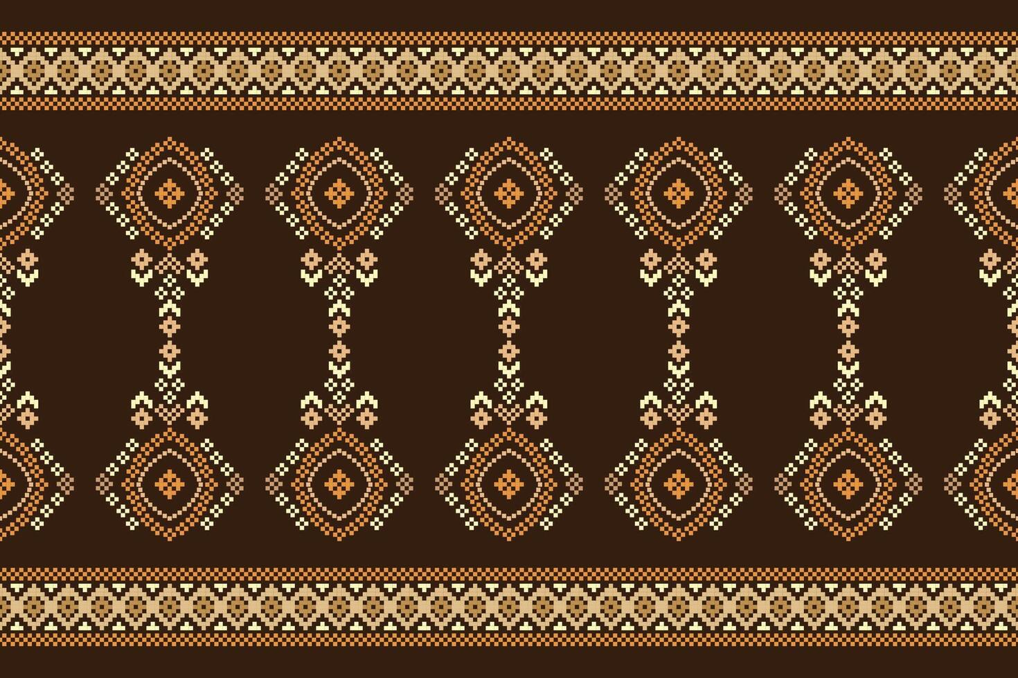 traditionell etnisk motiv ikat geometrisk tyg mönster korsa stitch.ikat broderi etnisk orientalisk pixel brun bakgrund. abstrakt,, illustration. textur, halsduk, dekoration, tapeter. vektor