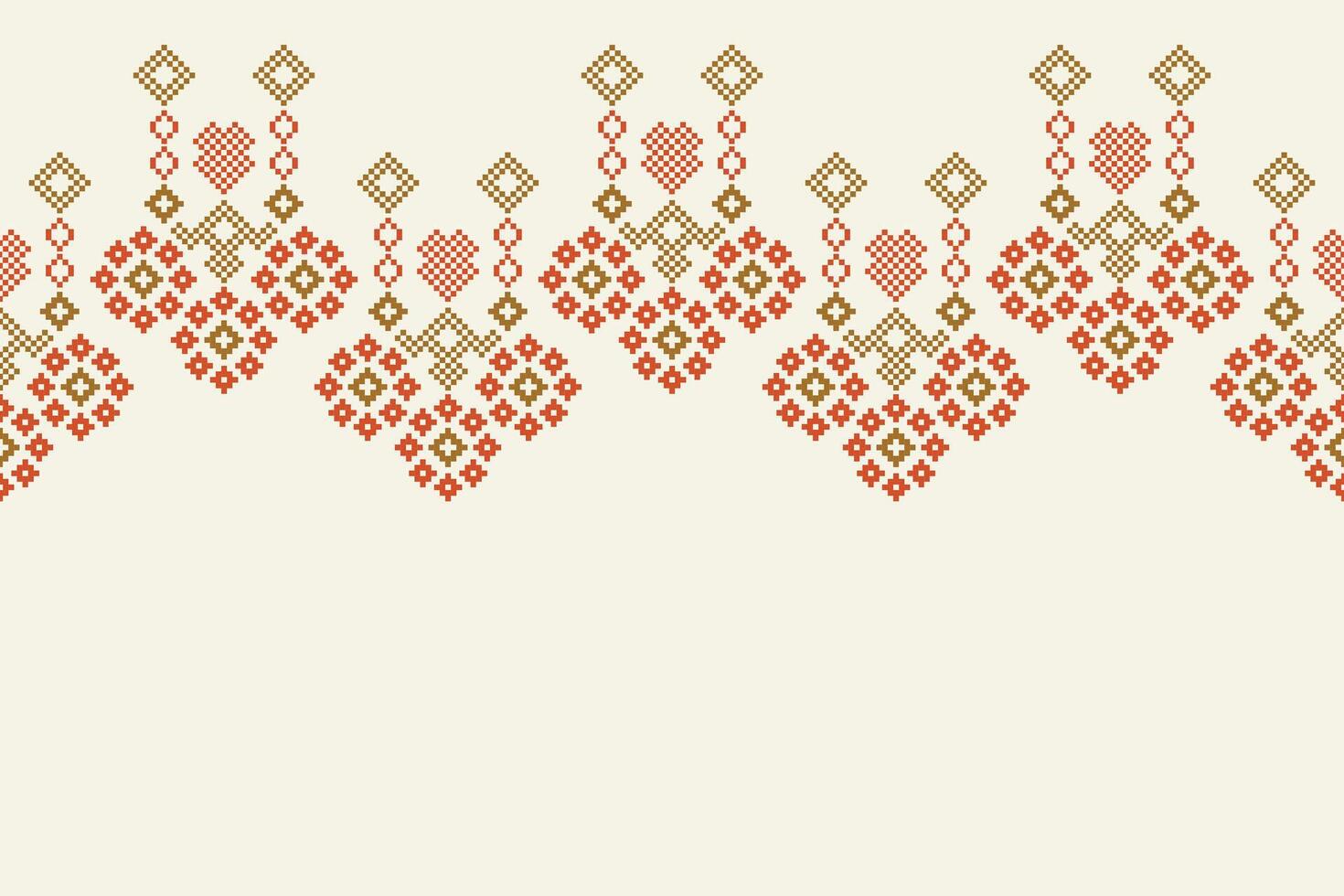 traditionell ethnisch Motive Ikat geometrisch Stoff Muster Kreuz Stich.ikat Stickerei ethnisch orientalisch Pixel braun Sahne Hintergrund. abstrakt, Illustration. Textur, Schal, Dekoration, Tapete. vektor