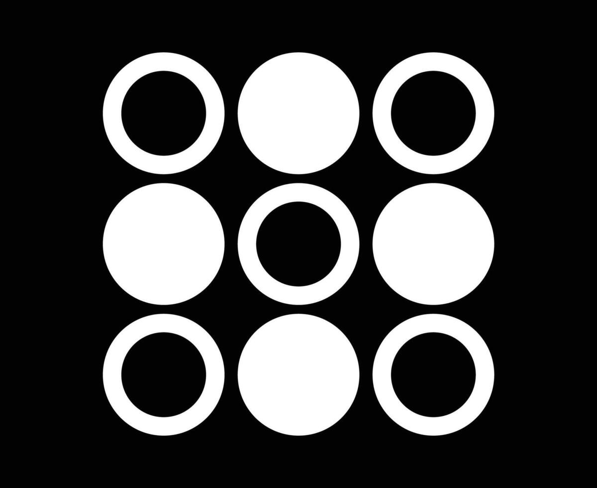 Kreis gestalten und Kreis Gliederung Sammlung Weiß Symbol Element Grafik Design Illustration mit schwarz Hintergrund vektor