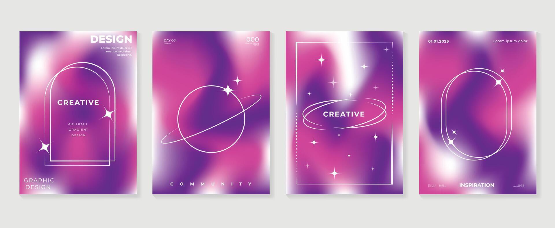 Gradient abstrakt Startseite Hintergrund Satz. minimalistisch Stil Startseite Vorlage mit geometrisch Formen, rahmen, bunt und Flüssigkeit Farbe. modern Hintergrund Design perfekt zum Sozial Medien, Idol Poster. vektor