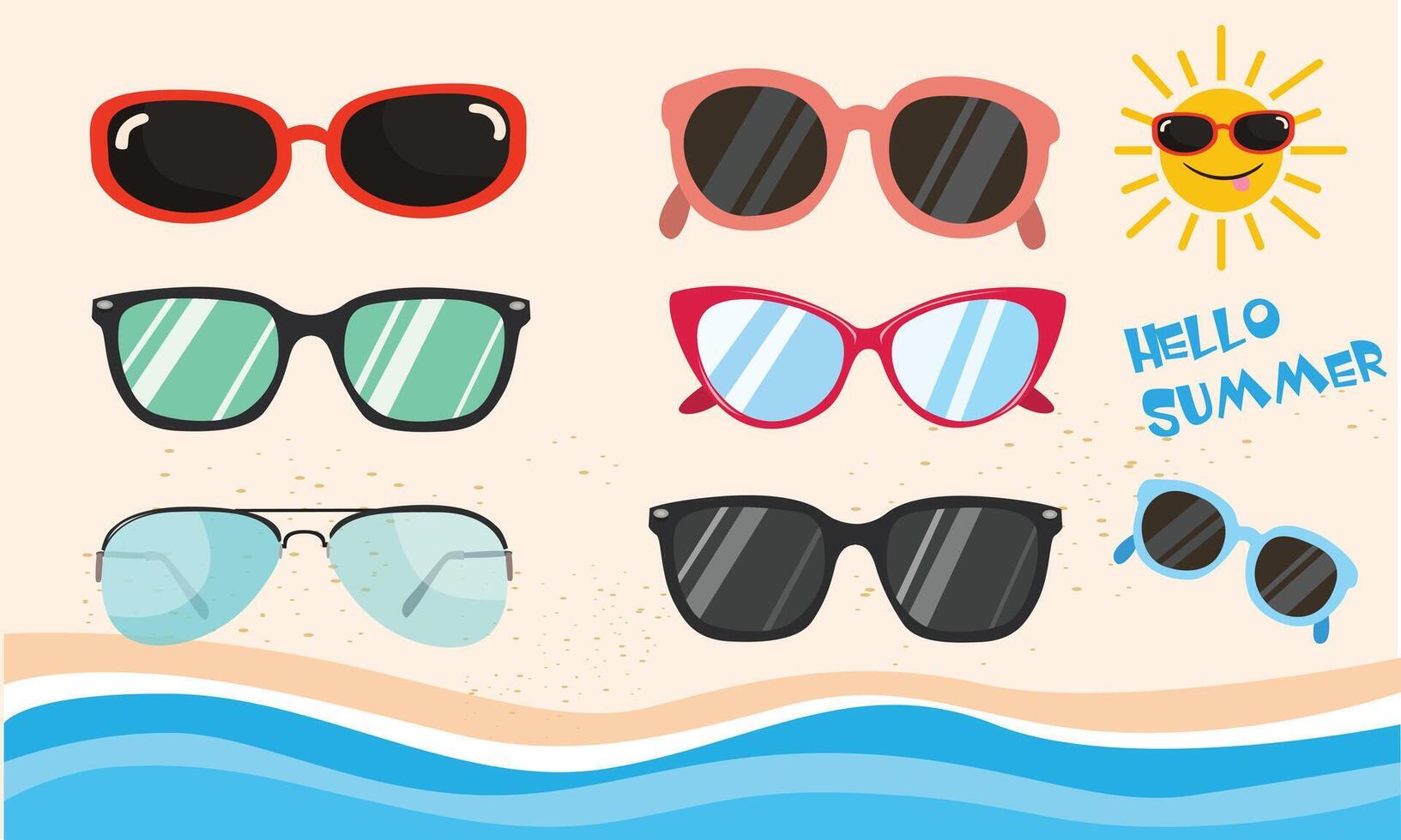 Sonnenbrille Illustration. Sommer- Element. Brillen Mode. Karikatur eben isoliert. vektor