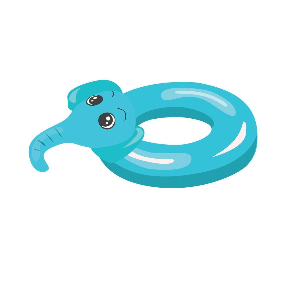 Schwimmen Ring im Elefant Form. aufblasbar schweben, aufblasbar Schwimmbad schweben Clip Art. Wasser Rettungsring. Sommer- Element. Hallo Sommer- Konzept. Karikatur eben isoliert auf Weiß Hintergrund. vektor