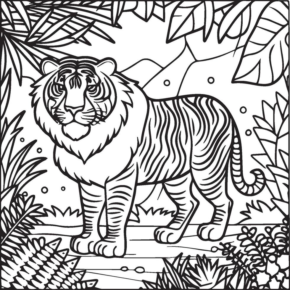 djungel djur- färg sidor för färg bok vektor